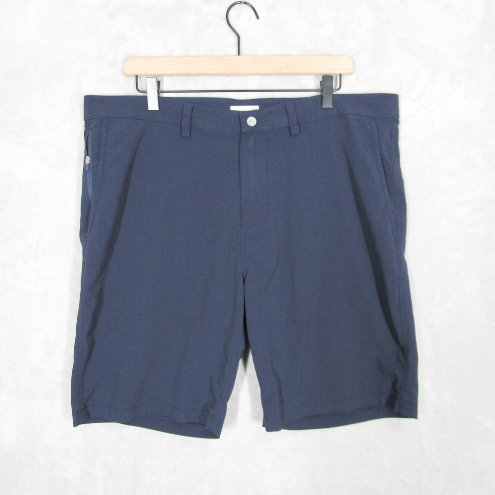 Tasc Performance Chino Shorts Size 38 Mens Navy Blue Bamboo Blend Stretch Golf